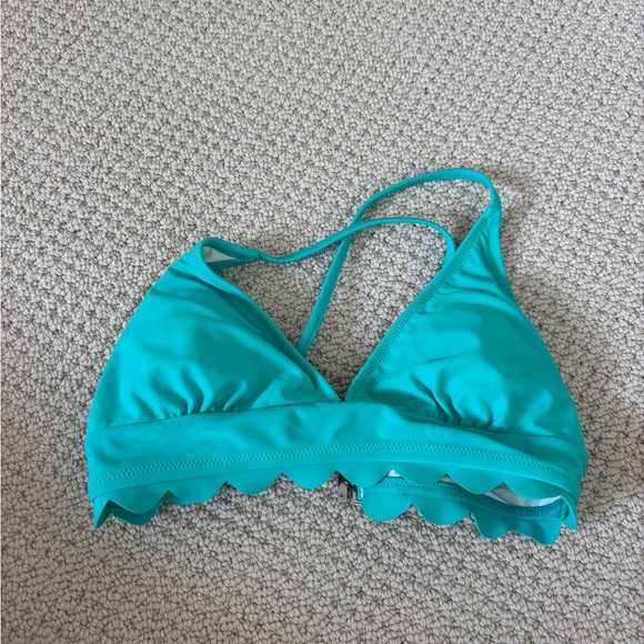 Turquoise Scalloped Bikini Top - Picture 1 of 3